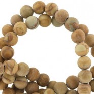 Natural stone beads round 6mm matte Grain stone